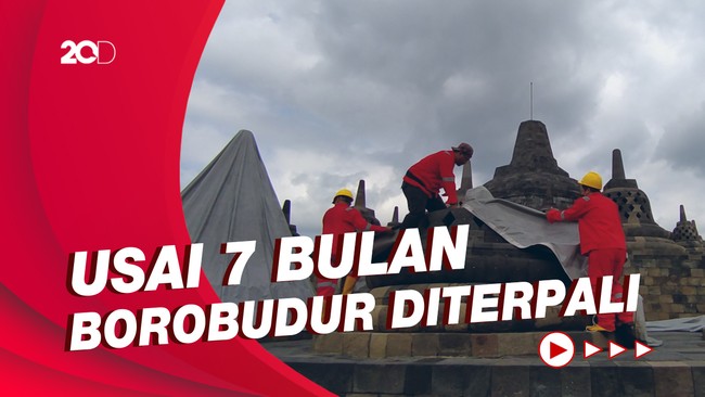 Pasca Erupsi Merapi, Terpal Penutup Borobudur Dibuka Kembali