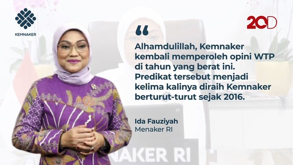 Kemenaker Raih WTP Kelima Kalinya, Menaker Ucap Syukur