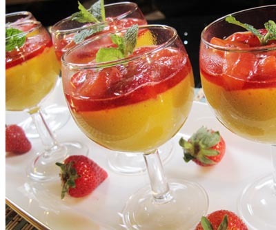 Resep Puding: Puding Mangga Saus Strawberry