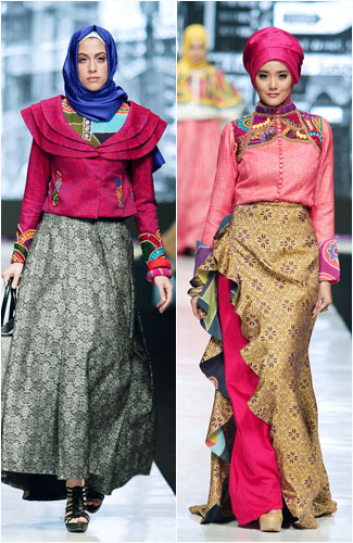 Hijab Style Permainan Batik  Color Block ala Dian  Pelangi 