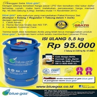 Ini Harga Resmi Eceran Blue Gaz Saingan Elpiji Pertamina