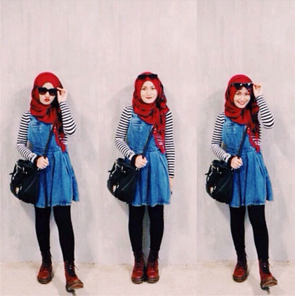  Hijab Style Gaya Edgy dengan Boot Ala Sofia Hijabers 