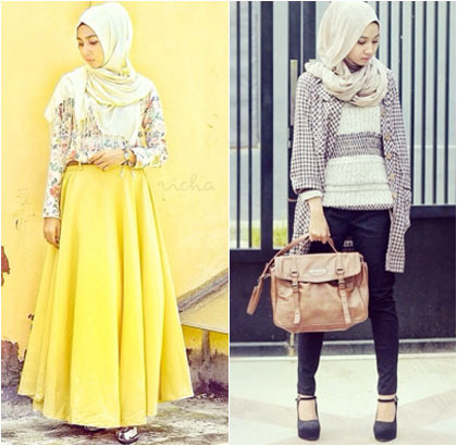  Hijab Style Gaya Feminin Wanita Berparas Ayu Richa Etika 