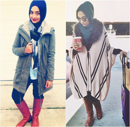  Hijab Style Gaya Vintage dengan Boot Tinggi Sania S 