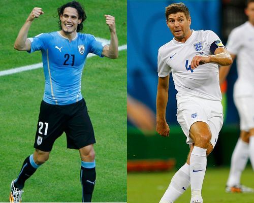 Edinson Cavani, Steven Gerrard (REUTERS)
