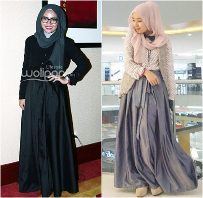 Hijab Style Tampil Feminin  dengan Tren Rok  Flare Berpita