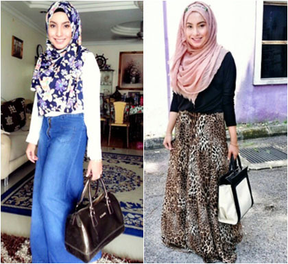 Hijab Style Tampil Feminin  dengan Rok  Panjang  Ala Si 