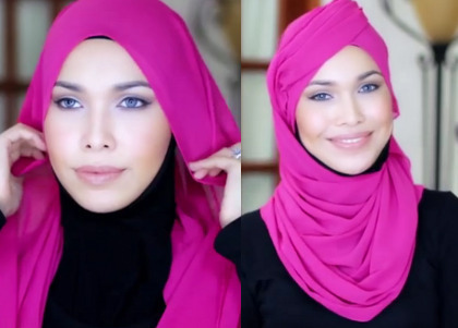 Tutorial Hijab Terinspirasi Topi Pramugari Emirates 1 Tutorial Hijab Terinspirasi Topi Pramugari Emirates 1