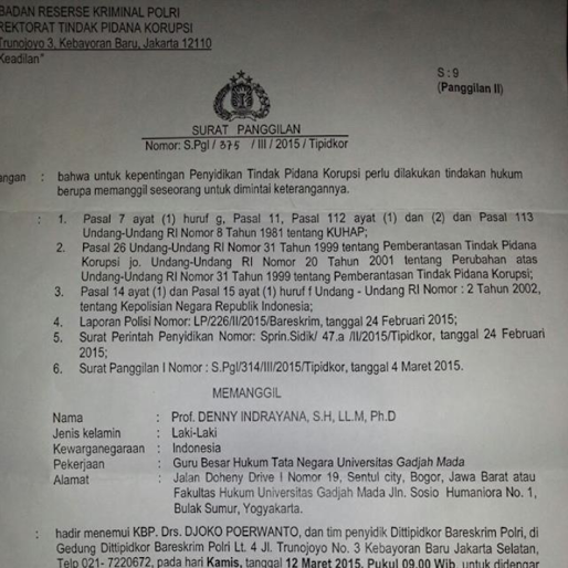 Ini Surat Panggilan Dari Polri Untuk Denny Di Kasus Payment