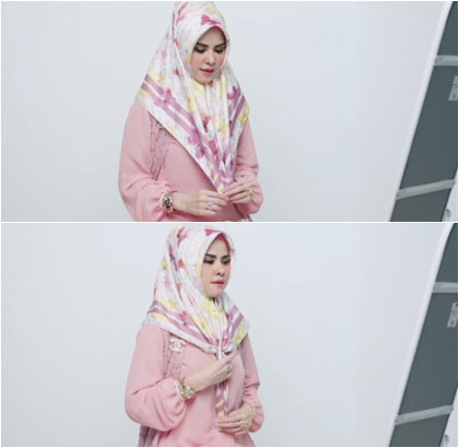 Angel Lelga Berikan Tutorial Hijab Ala Wanita Rusia