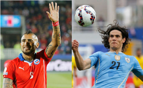 Arturo Vidal, Edinson Cavani (REUTERS)