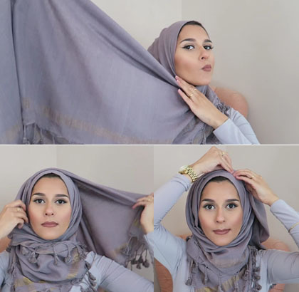 Tutorial Hijab Pashmina Rumbai untuk ke Kampus ala Dina Tokio