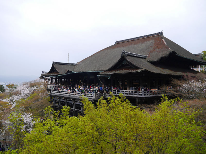 Pemandangan ikonik Gunung Fuji di Jepang dengan bunga sakura bermekaran di latar depan, sebuah pagoda lima lantai berdiri di dekatnya, menunjukkan suasana festival yang pernah ada.