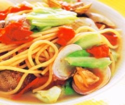 Spaghetti Kuah Kerang Tomat