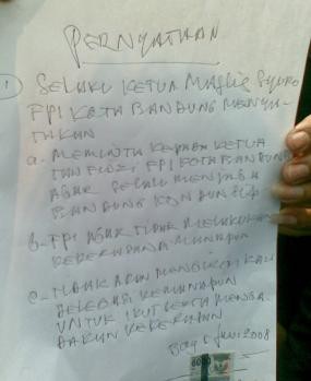 Pernyataan Sikap Ayub Bukan Pembubaran FPI Bandung