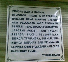 Jangan Kasih Imbalan di Bareskrim Mabes Polri 