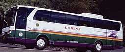 Bus Lorena Terguling di Tol Kanci KM 228