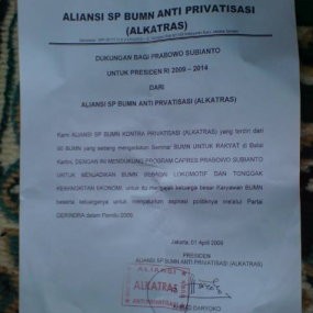 Kronologis Dukungan SP BUMN Pada Prabowo di Kantor PLN
