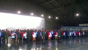 Siap Dipulangkan, 44 Jenazah Disemayamkan di Lanud Iswahyudi 