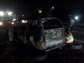 Kijang Berpenumpang 3 Wanita Terbakar di Tol