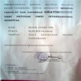ICW: PT Askes Tak Jamin Medical Check Up & Pap Smear
