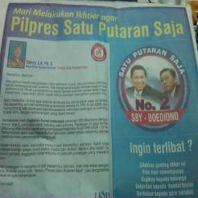 SBY-Boediono Gencarkan Pilpres Cuma Satu Putaran Saja 