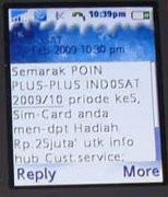 Hati-hati Mendapat SMS Poin Plus Plus dari Indosat 