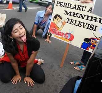 Aksi Hari Tanpa TV di Bundaran HI