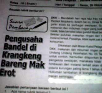 Soal Ujian Kemasukan Kalimat Cabul