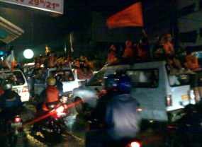 3 Bus Koantas Jadi Korban Tawuran Suporter Sepakbola