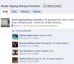 Prof Banyu Minta Maaf di Facebook
