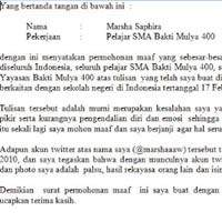  Marsha Minta Maaf Setelah Didemo Teman Sekolahnya