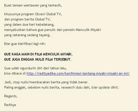 Raditya Dika Kesal Dikait-kaitkan dengan Menculik Miyabi