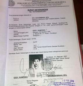 Surat Keterangan Lulus Eddy Rumpoko Dibatalkan Pihak Sekolah