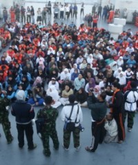 Serunya Simulasi Kebakaran di KRI Makassar 