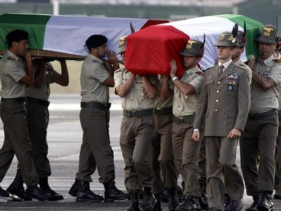 Jenazah Tentara Italia Tiba di Roma