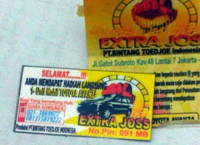 Extra Joss Tidak Pernah Gelar Undian Berhadiah Mobil