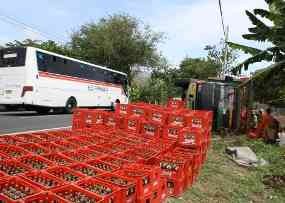 Hindari Pemudik, Truk Muat Ribuan Botol Minuman Terguling