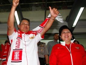 Presiden Nobar Final Piala AFF di Cikeas