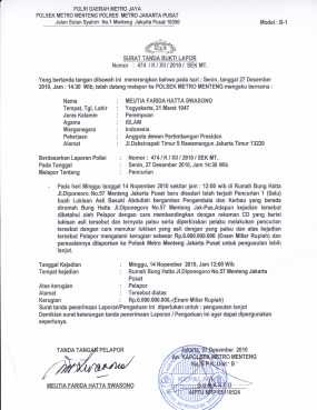 Ini Dia Surat Tanda Bukti Lapor Kehilangan Lukisan Keluarga Bung Hatta