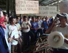 Tuntut Status Ratusan Karyawan Pabrik Plywood Mogok Kerja