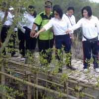 Ibu-ibu Bhayangkari Sebar Ribuan Benih Ikan dan Tanam Mangrove
