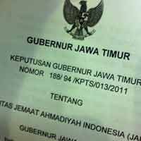 SK Gubernur Jatim Larang Ahmadiyah untuk Redam Keresahan Warga