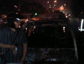 Angkot Terbakar, Lalin Serpong ke Tangerang Macet 1 Km