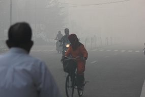 Kota Bagansiapiapi Diselimuti Asap Tebal