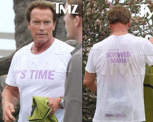 Arnold Schwarzenegger Pakai Kaos I Survived Maria