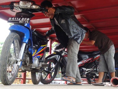 Motor Pemudik Tiba di Terminal Purwokerto  