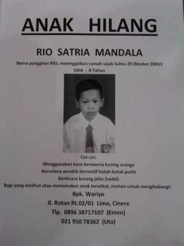 Kronologi Ditemukannya Rio Versi Keluarga