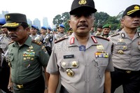 Polda Metro Jaya dan Kodam Jaya melakukan gelar pasukan yang dikhususkan untuk mengamankan sebuah unjuk rasa, agar tidak menganggu ketertiban umum dan berubah menjadi aksi anarkis.  (Jhony Hutapea/detikcom).