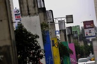 Jejeran tiang monorel yang berdiri di Kawasan Senayan, Jakarta. Jhoni Hutapea/detikcom